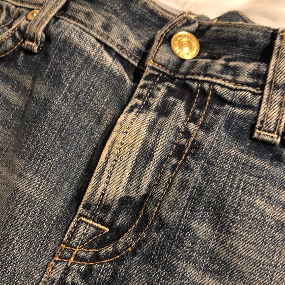 7 For All Mankind Crystal Signature Squiggle Pocket Denim Mini Skirt 26 - Picture 4 of 6